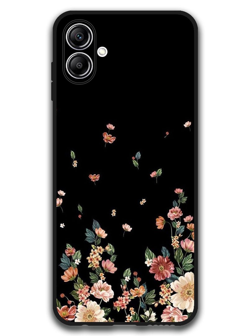 Theodor Case Compatible with Samsung Galaxy A07 6.7 Inch Protection Shockproof Bumper Cover Flowers in Black Background - Image 1